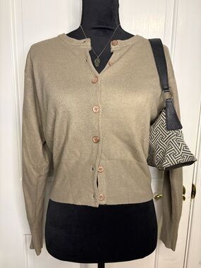 Express Tan Button-Up Cardigan